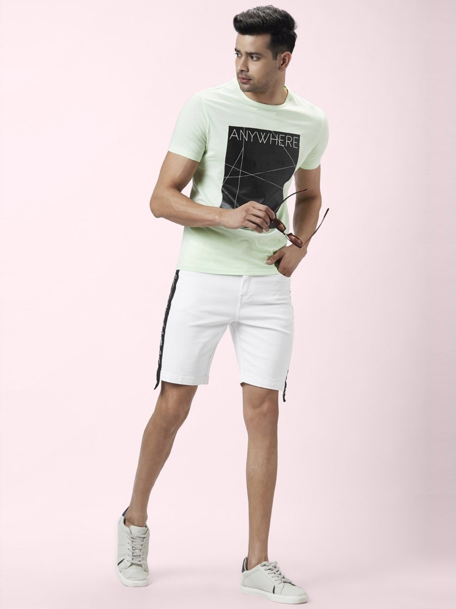 People By Pantaloons White Cotton Regular Fit Shorts