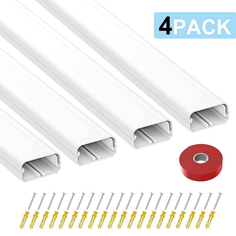 Cord Cover Concealer 628 inch Long Cable Raceway Channel Paintable Wire Hider for Wall Mounted 4 X L 157 in X W138 in X H078in