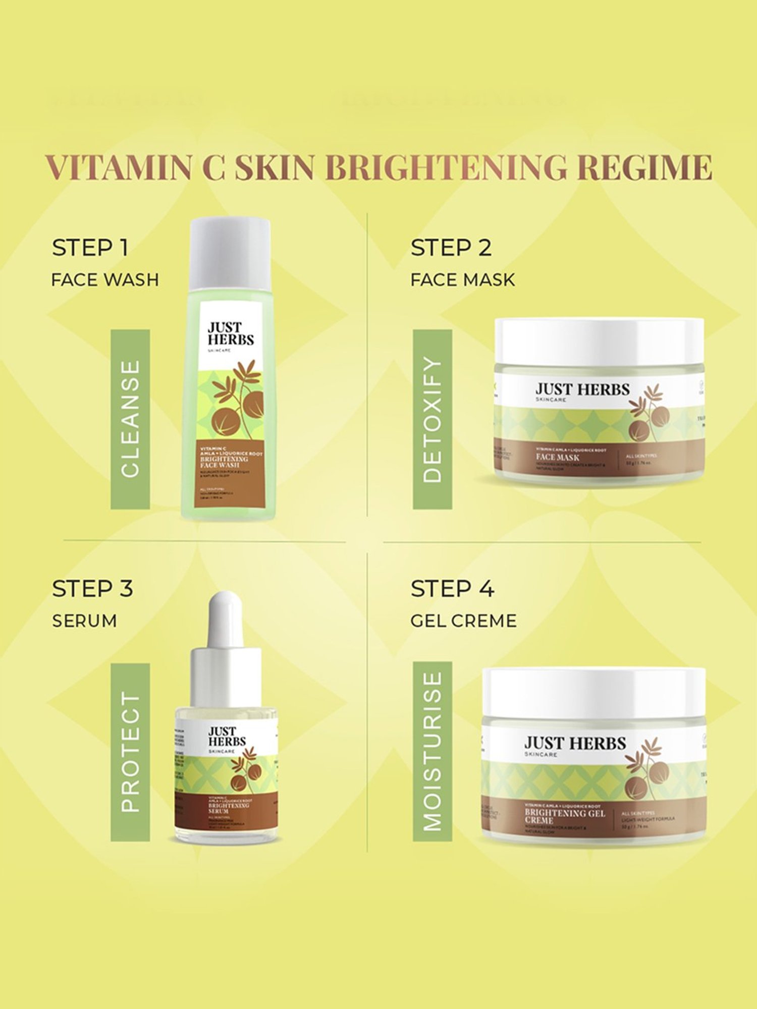 JUST HERBS Vitamin C Amla + Liquorice Root Brightening Face Wash - 100 ml