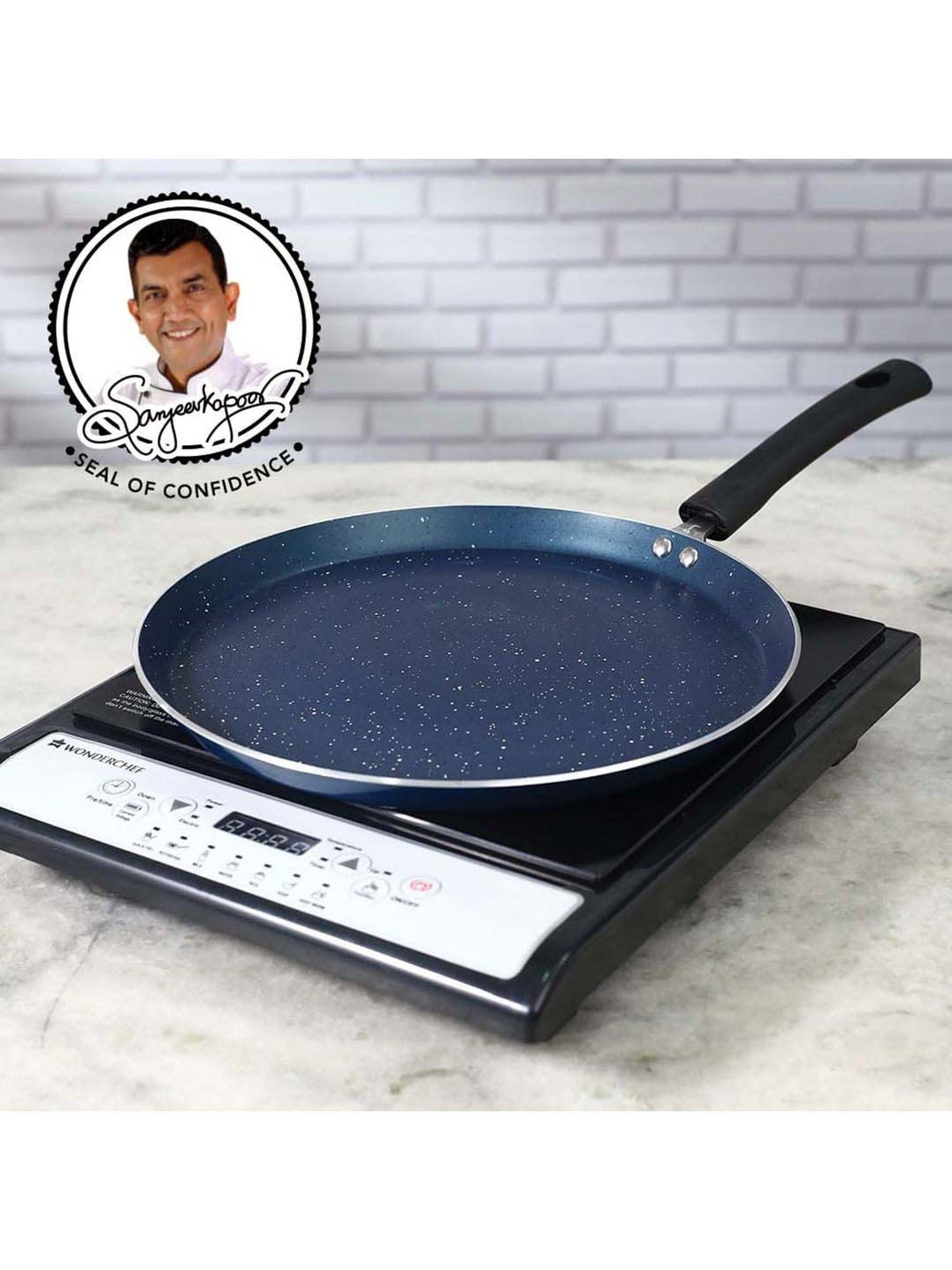 Sumeet Gold Series Pre Seasoned Cast Iron Concave Tawa for Roti 27cm 1.8kg, Gas & Induction-Friendly