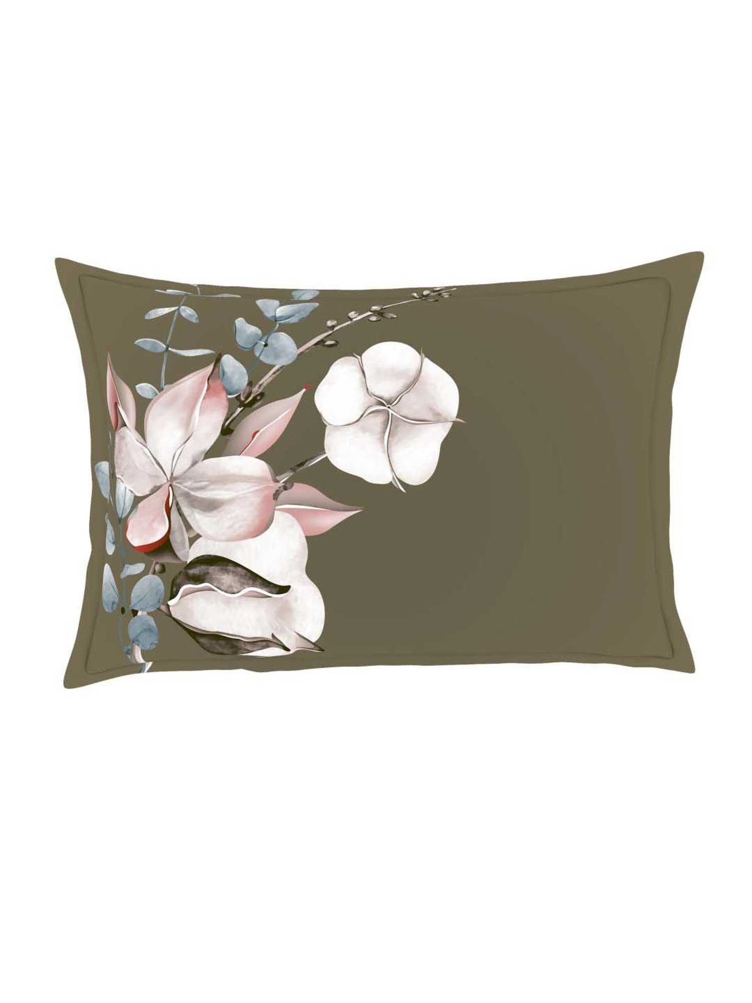 Welspun Printed Green Cotton Double Fitted Bed Sheet with 2 Pillow Covers