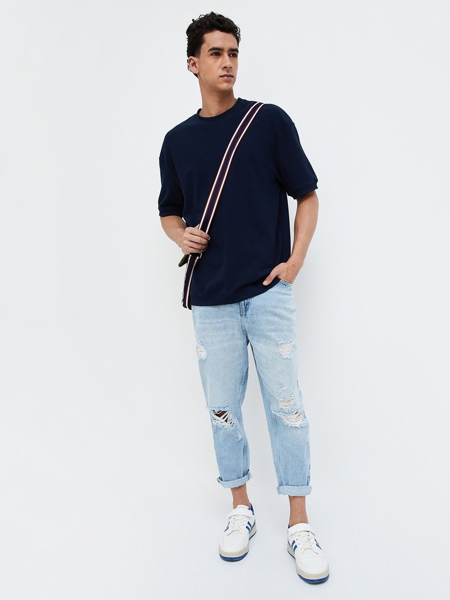 Forca Navy Cotton Regular Fit T-Shirt