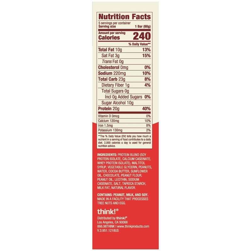 think! High Protein Chunky Peanut Butter Bars - 5ct