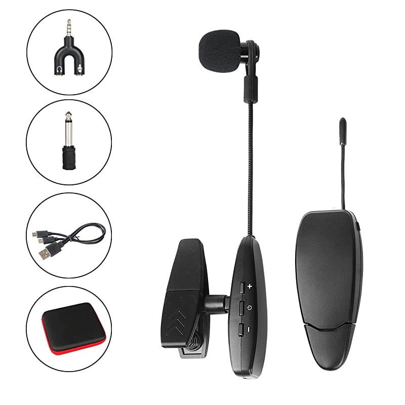 UHF Saxophone Mic Wireless Microphone System Clip on Musical Instruments for Saxophone Trumpet Sax Horn Tuba Flute Clarinet Pipe