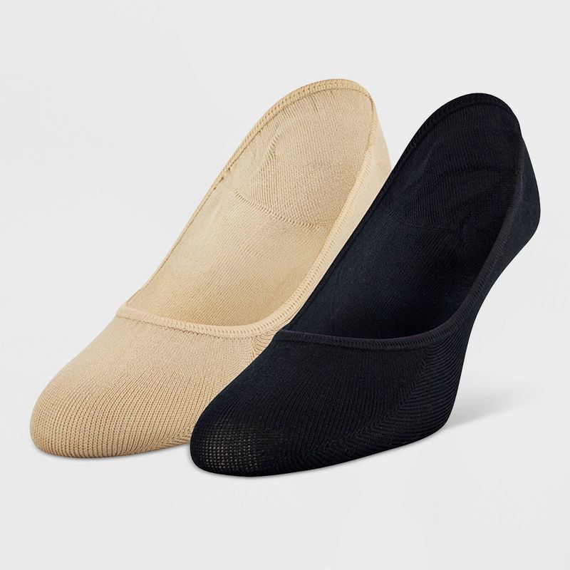 Peds Women's Microfiber Liner Petite 2pk - Black 4-7