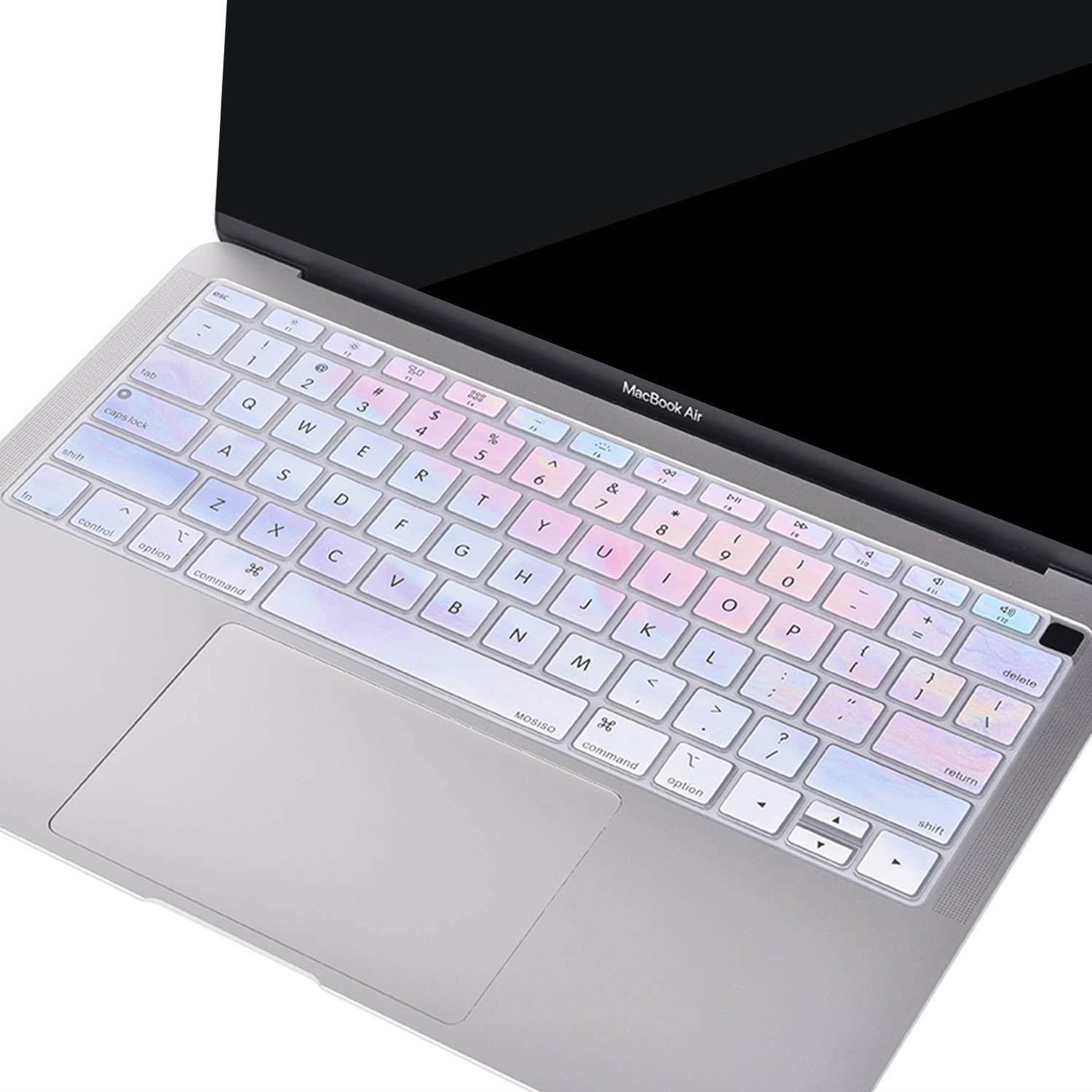 MOSISO Keyboard Cover Compatible Newest MacBook Air 13 Inch 2018 Release A1932 with Retina Display & Touch ID, Waterproof Dust-Proof Protective Silicone Skin, Colorful Clouds