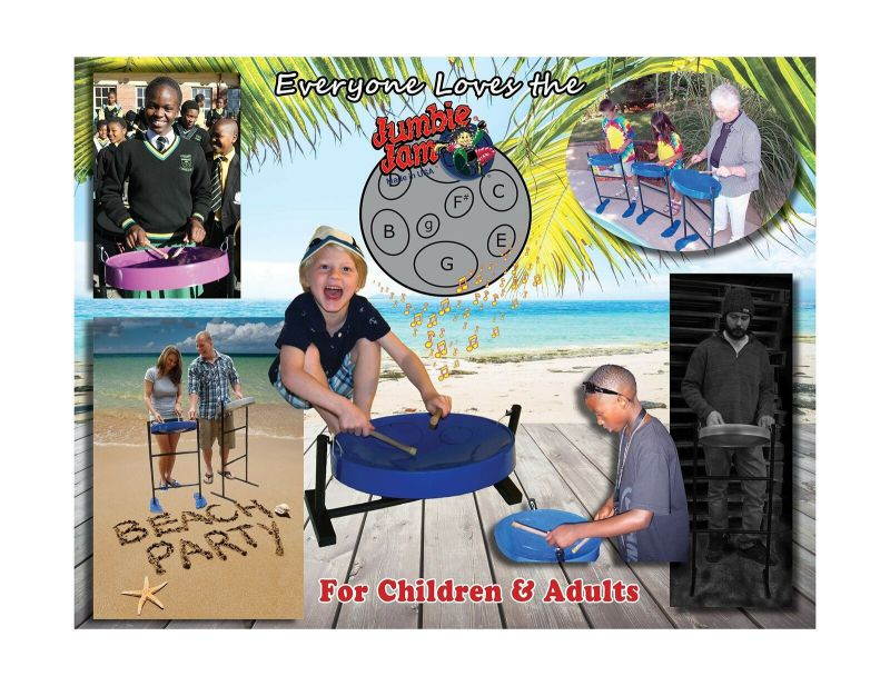 Panyard Jumbie Jam Steel Ready to Play Kit-Blue G-Major with Table Top Stand-...