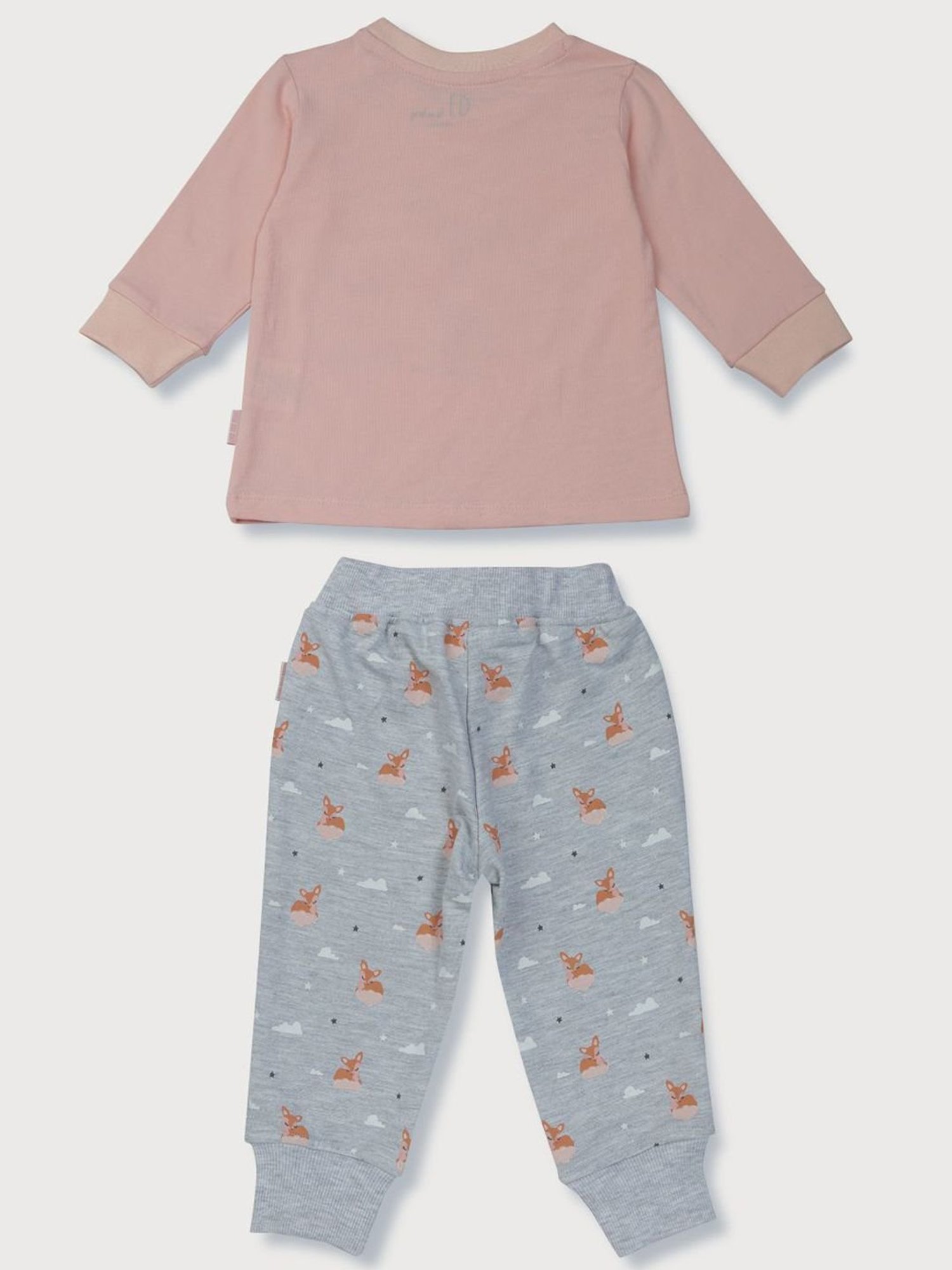 GJ baby Kids Peach & Grey Cotton Graphic Full Sleeves T-Shirt Set