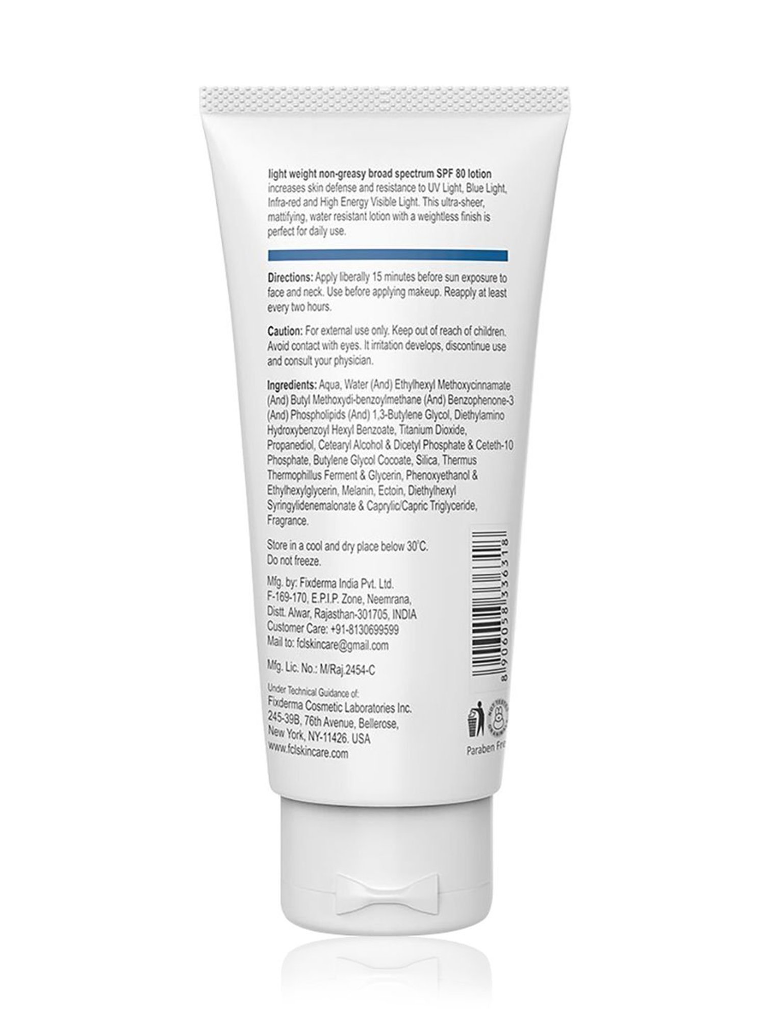 Fcl Light Weight Non-Greasy Broad Spectrum Spf 80 Lotion, Dermatologist Tested - 50 ml