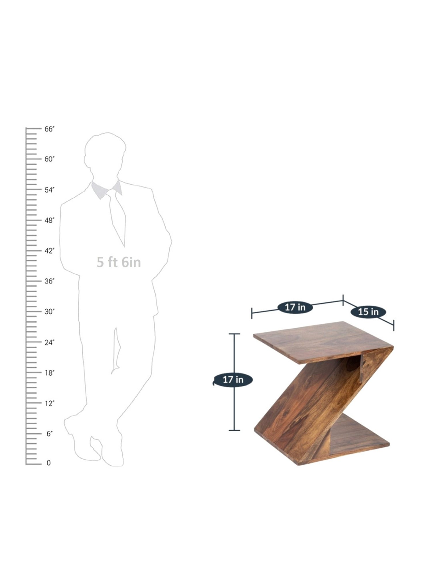 Ikiriya Berlin Brown Wood Bedside End Table Teak Finish