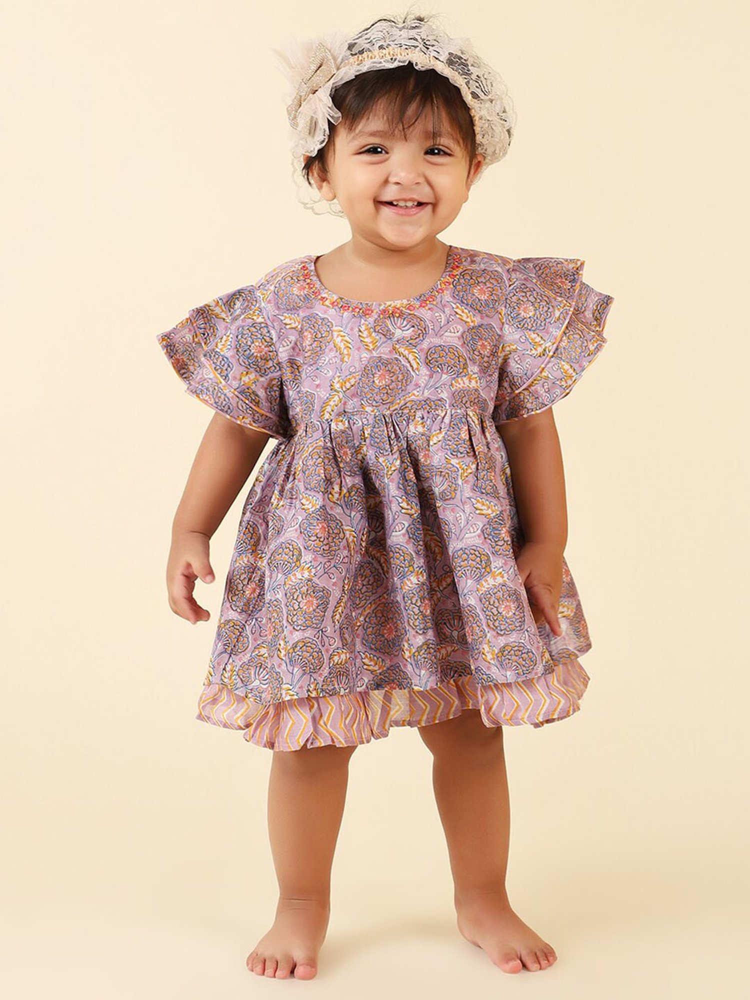 Ed-a-Mamma Baby Multicolor Printed Dress (Pack Of 2)