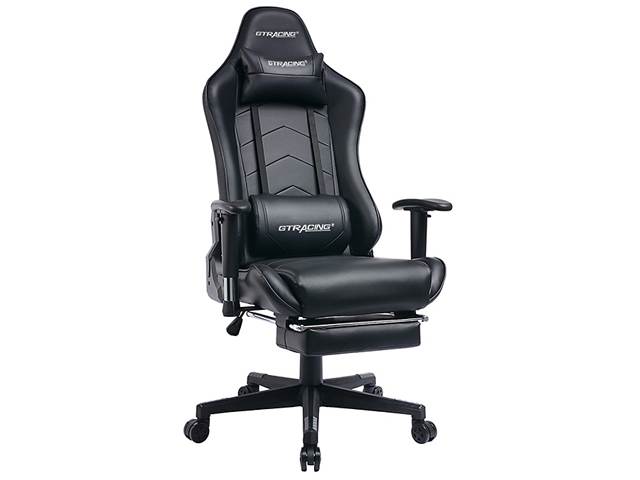GTRACING Big and Tall Gaming Chair with Footrest Heavy Duty Adjustable Recliner with Headrest Lumbar Support Pillow High Back Ergonomic Leather Racing Computer Desk Executive Office Chair