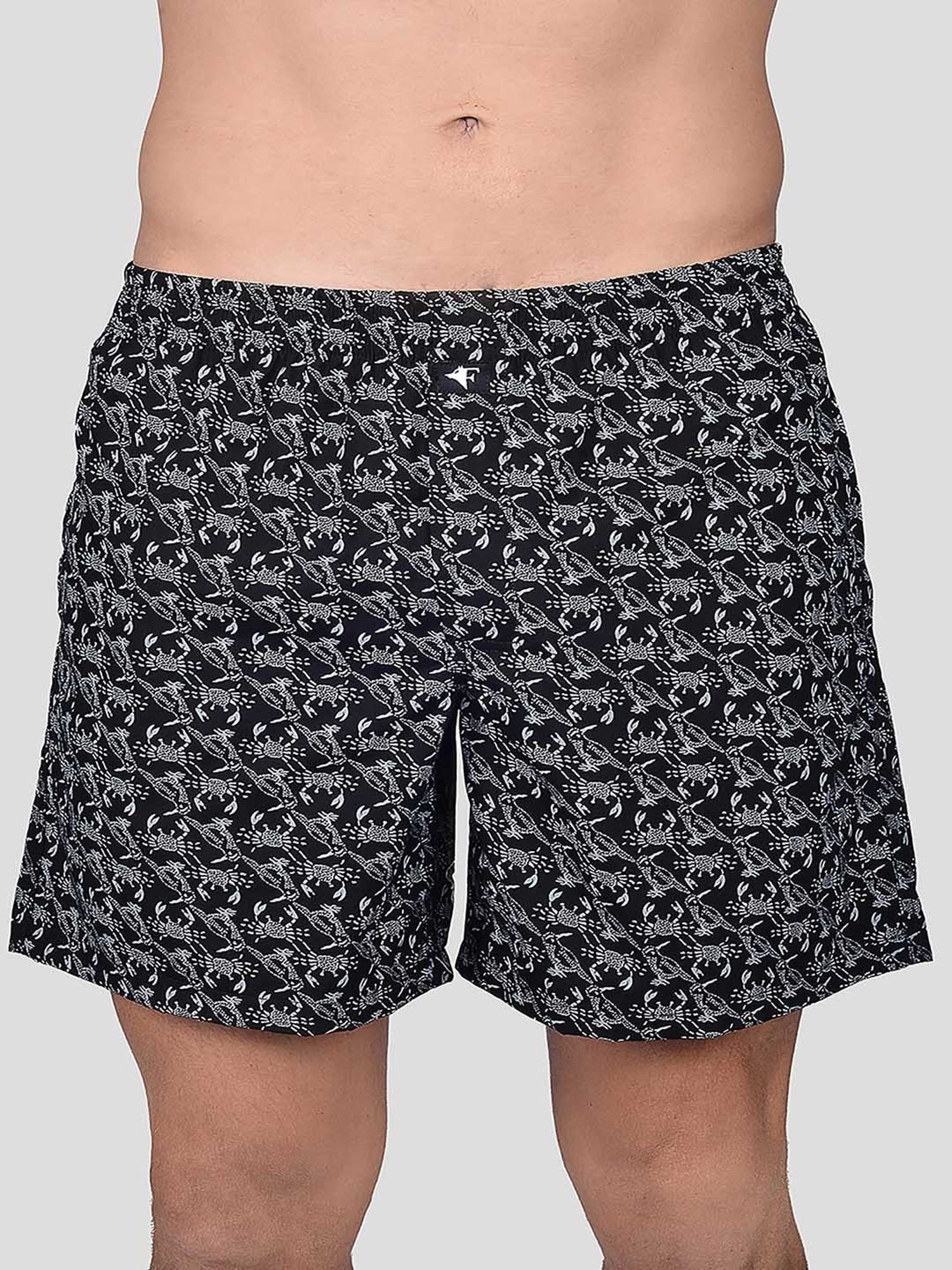 Frenchie Black Relaxed Fit Printed Boxers