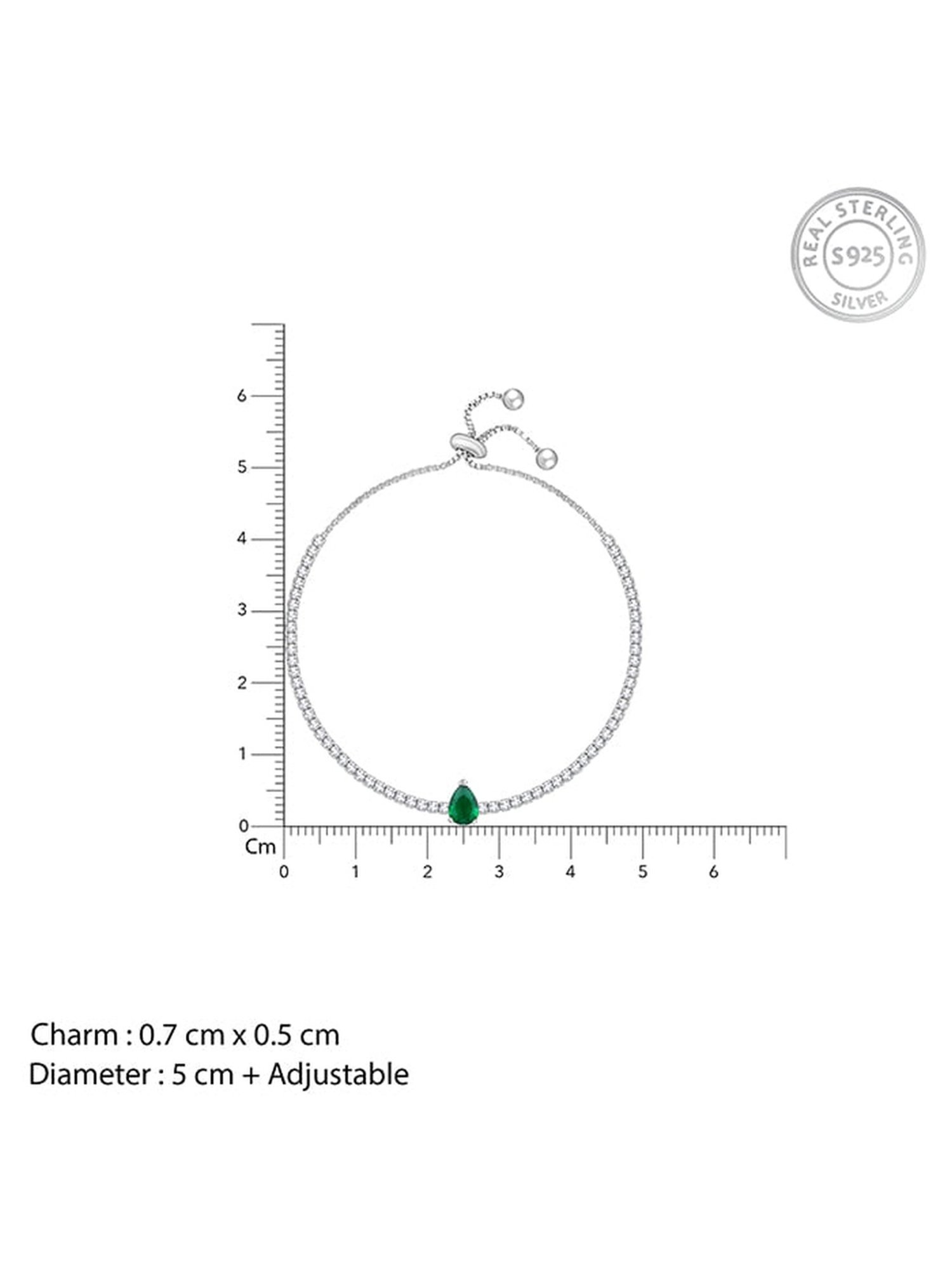 GIVA 92.5 Sterling Silver Joy of Green Adjustable Bracelet