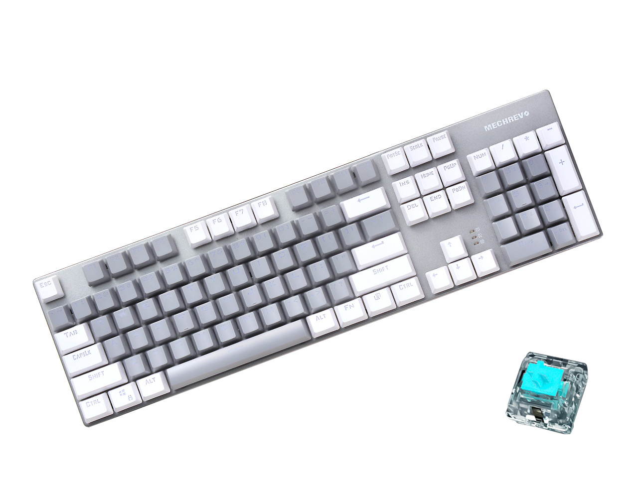 MAIBENBEN MECHREVO S1 Mechanical Gaming Keyboard 104 Keys Blue/Red/Black Switch Metal Panel Colorful Backlights Wired USB For PC Desktop Computer Laptop Notebook White/Grey Keycaps