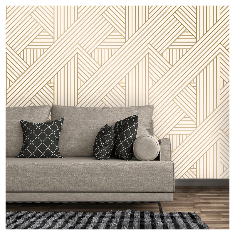 Metallic Ribbon Peel & Stick Wallpaper Gold/Ivory - Project 62™