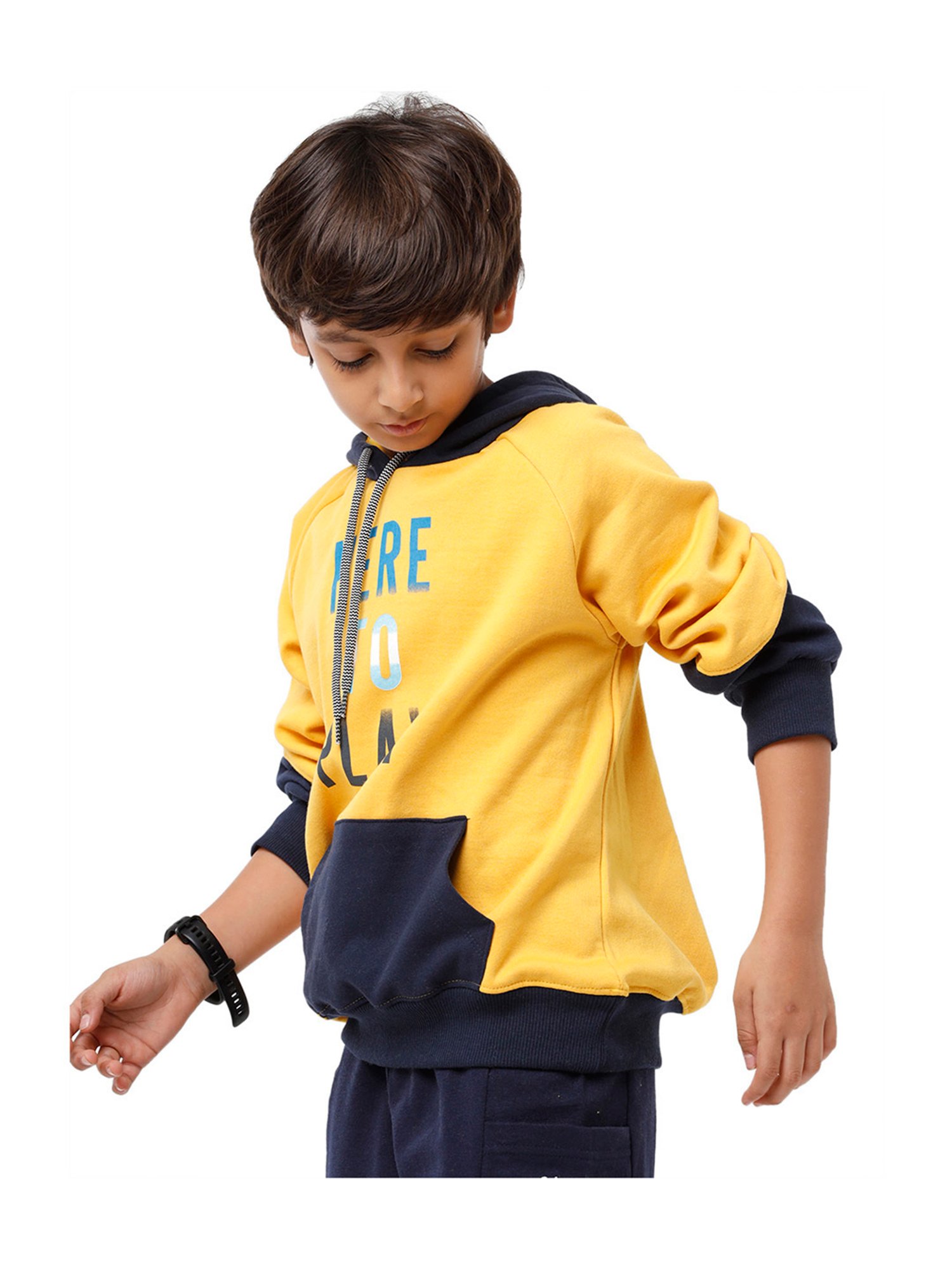 Under Fourteen Only Kids Yellow & Navy Printed Full Sleeves Sweatshirt
