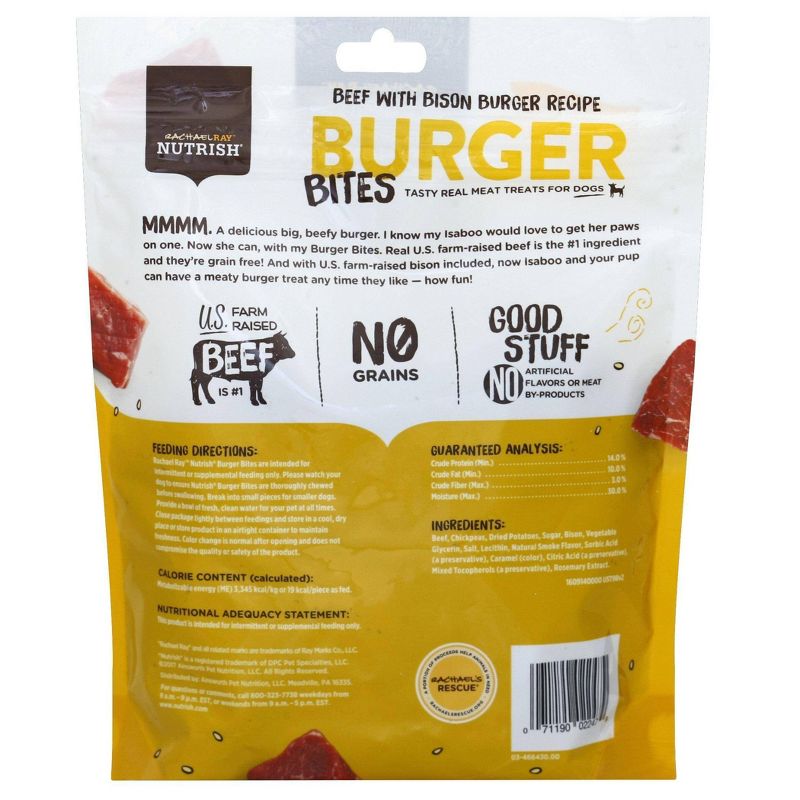 Rachael Ray Nutrish Burger Bites Dog Treats Beef Burger with Bison Recipe 12oz