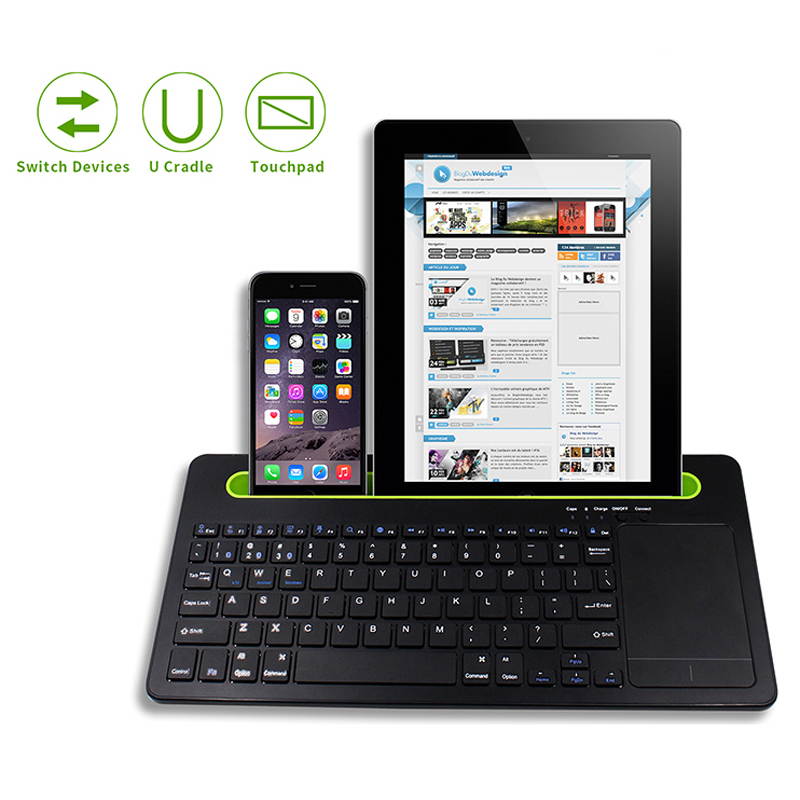 78 Keys Wireless Bluetooth Keyboard Touch Pad Mouse with Mobile Phone Holder Multi-Device Keyboard Tablet Holder Slot for Windows/iOS Multi System Compatible
