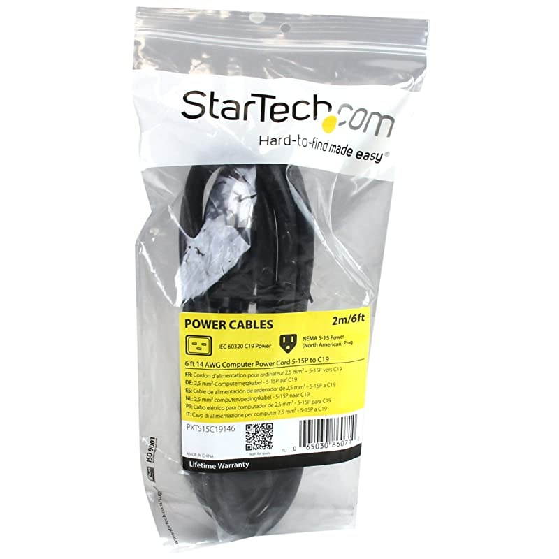 com 6 ft Heavy Duty 14 AWG Computer Power Cord NEMA 515P to C19 14 AWG Power Cable NEMA 515P to IEC 320 C19 Power Cord PXT515C19146Black