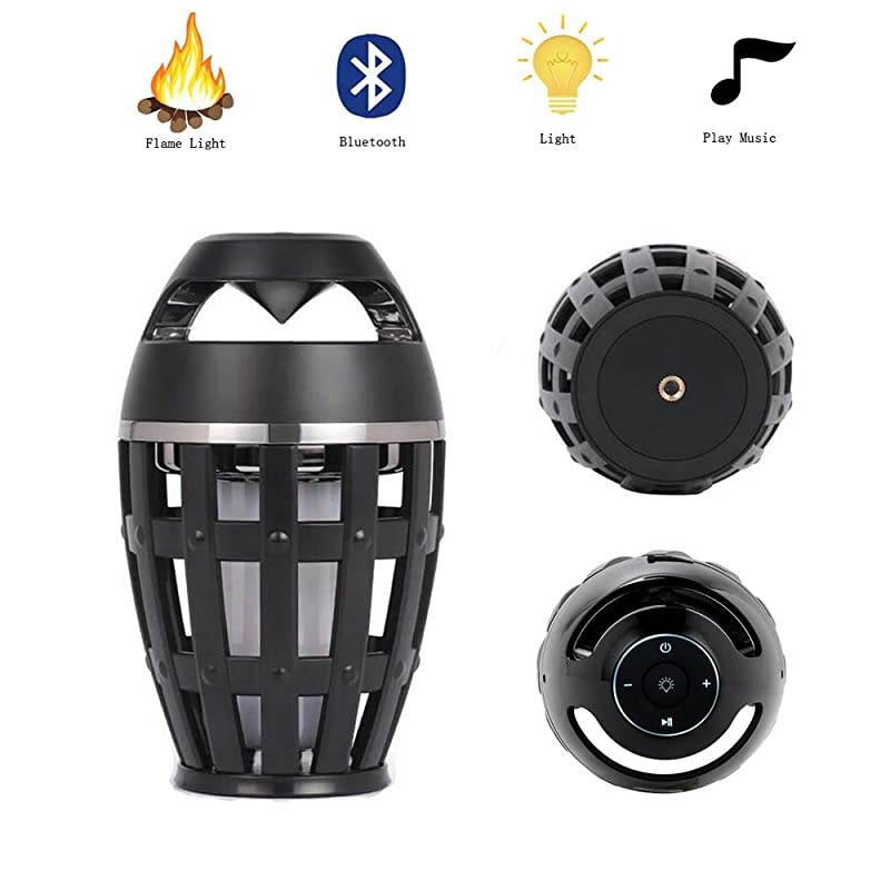 LED Flame Lamp Waterproof Bluetooth Speaker Wireless Stereo Bass Speaker Atmosphere Night Light for Party Home Camping Outdoor