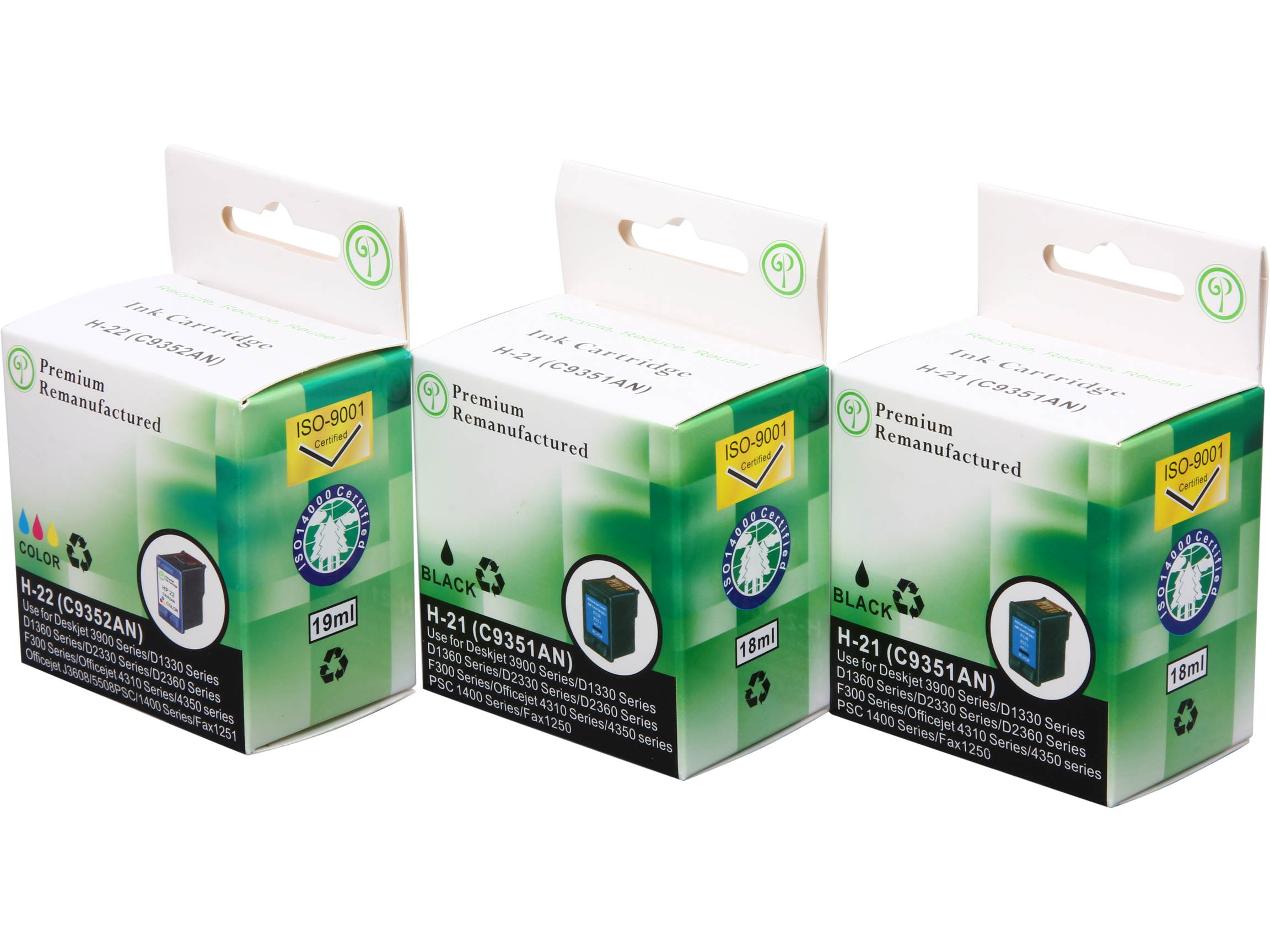 Green Project Inc. Compatible Black/Color Ink Cartridge Replacement for HP 21/22 C9351AN C9352AN
