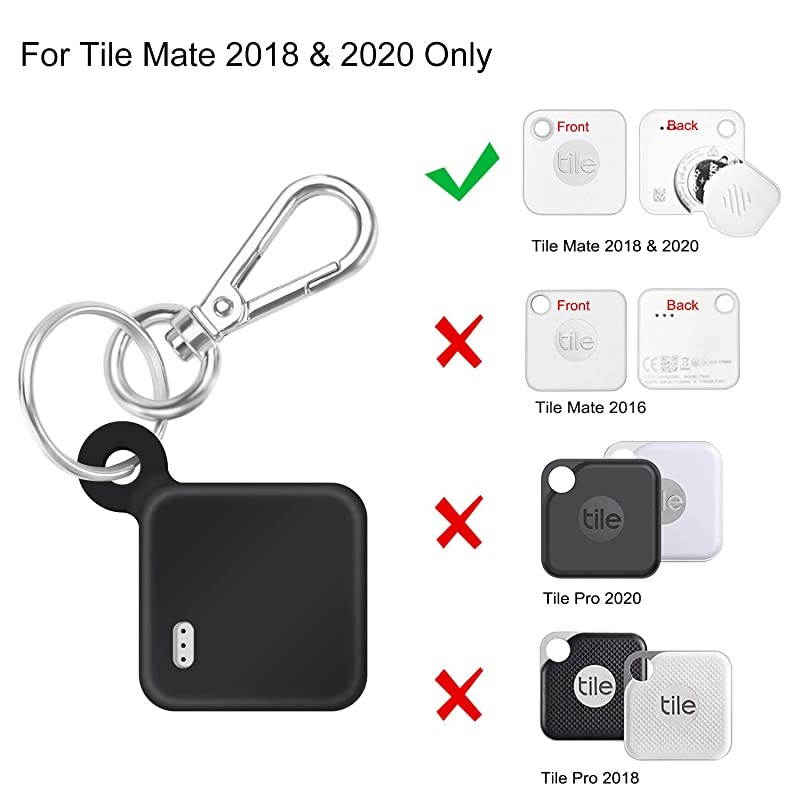 2 Pack  Silicone Case with Carabiner Keychain for Tile Mate 2020 amp 2018 AntiScratch Lightweight Soft Protective Sleeve Skin Cover Black