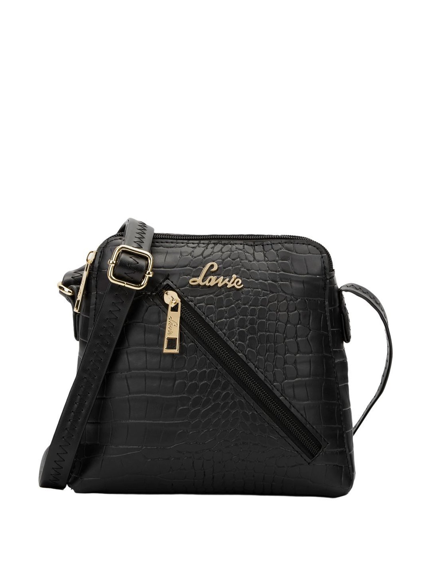 Lavie Black Textured Small Sling Handbag