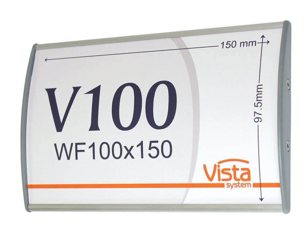 SET OF 6, OFFICE SIGN HOLDER FOR WALL OR DOOR MOUNT NAME PLATE FRAME DISPLAY CURVATURE PLAQUE SILVER ALUMINUM, 4.00" W x 6.00" H