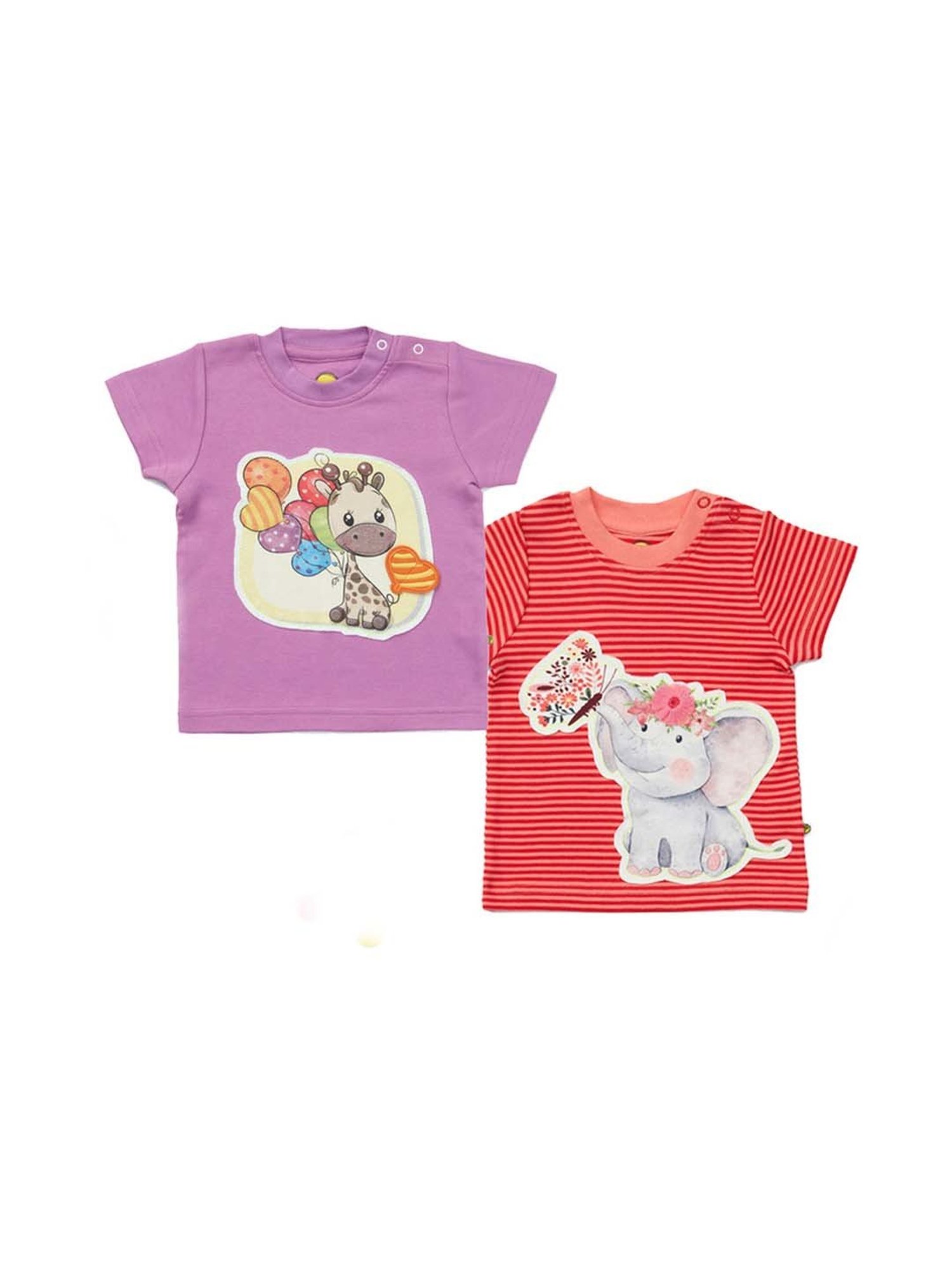 Pranava Kids Purple & Red Printed T-Shirt (Pack of 2)