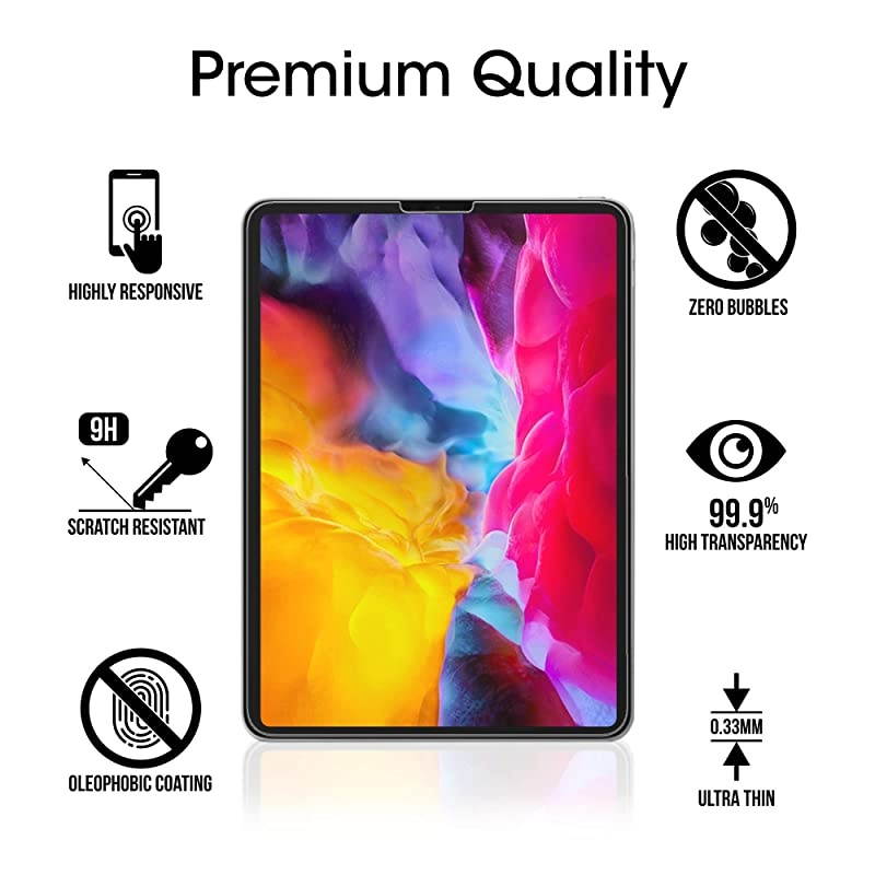 2 Pack Glass Screen Protector for iPad Air 4 109 iPad Pro 11 inch 11 Tempered Glass Screen Protector Ultra Sensitive Face ID Apple Pencil Compatible