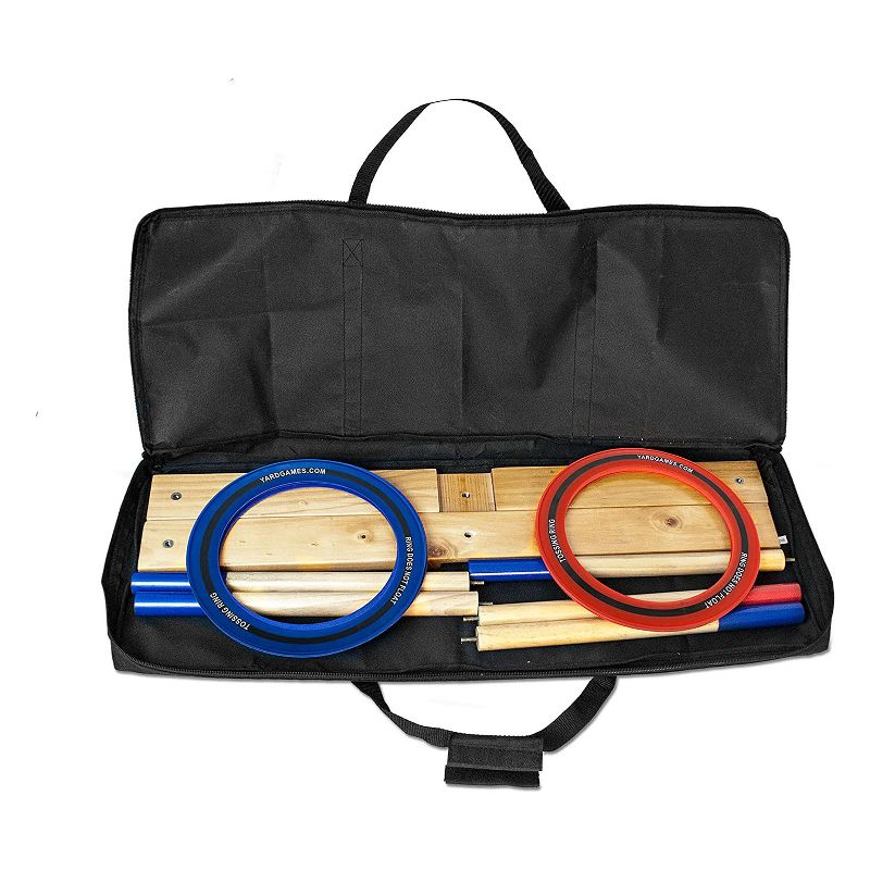 Yard Games Portable On the Go Outdoor Giant Wooden Frame Ring Toss Lawn Game with 6 10 inch Soft Touch Rubber Edged Throwing Rings and Carrying Case