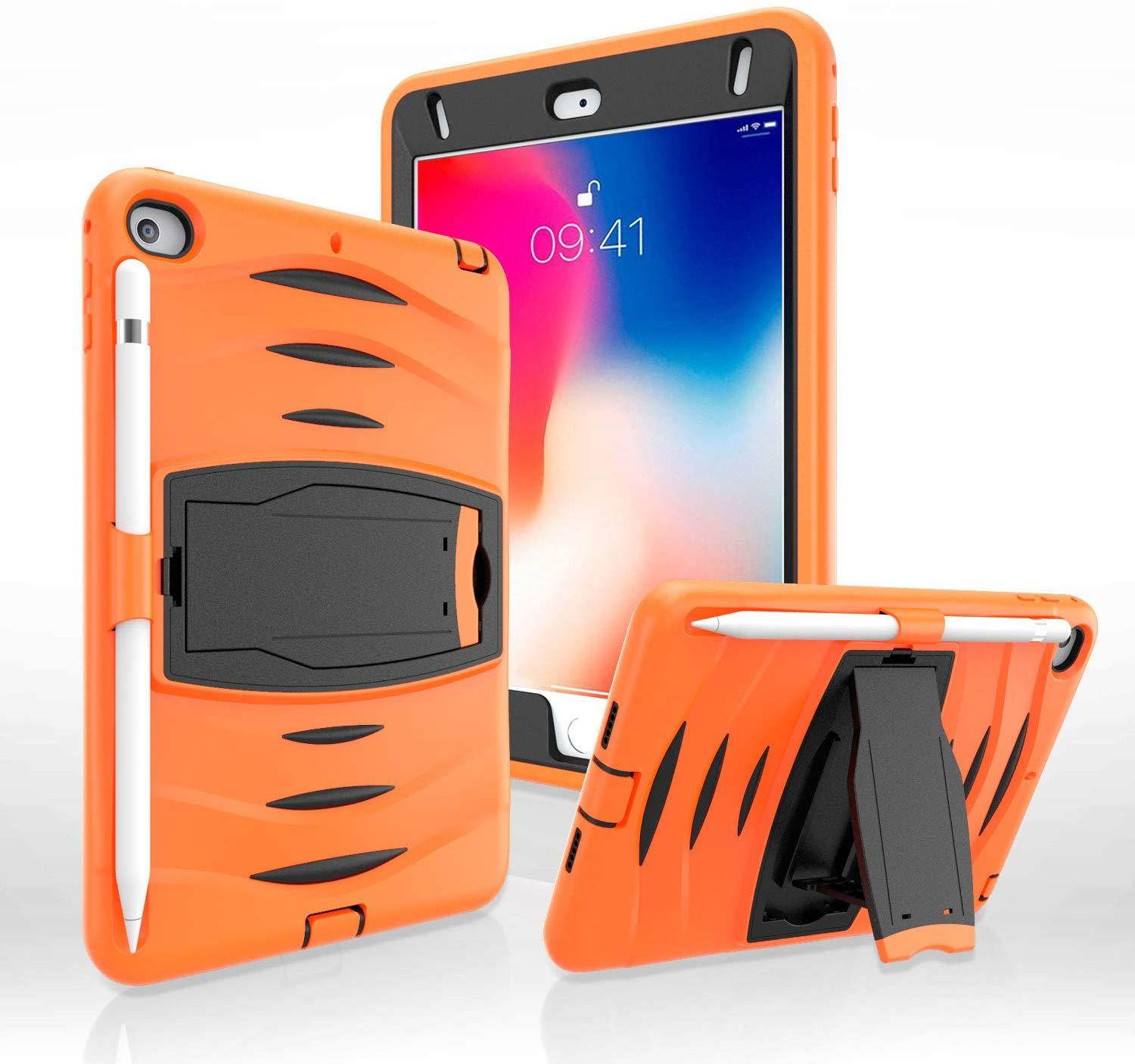 iPad Mini 4th 5th Gen Case, KIQ Shockproof Heavy Duty Armor Shockproof Impact Drop Protection Case Cover For Apple iPad Mini 4, iPad Mini 5 (7.9-inch) (Hot Pink)