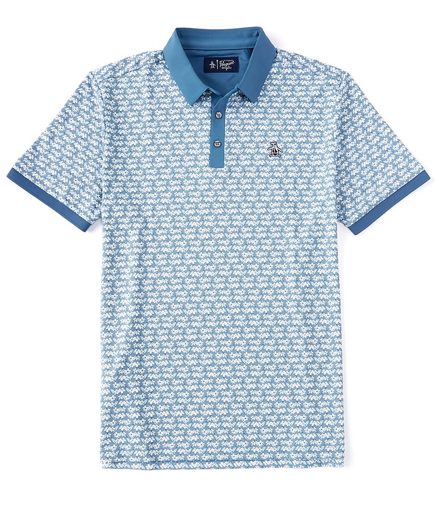 Original Penguin Mini Floral Print Short Sleeve Golf Polo Shirt