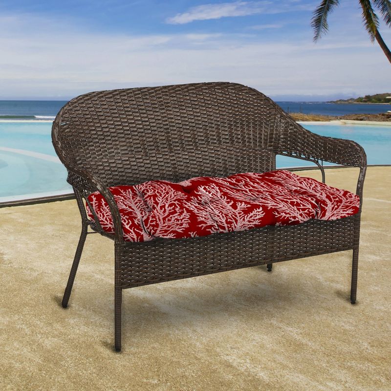 Outdoor Wicker Loveseat Cushion In Seacoral Red  - Jordan Manufacturing