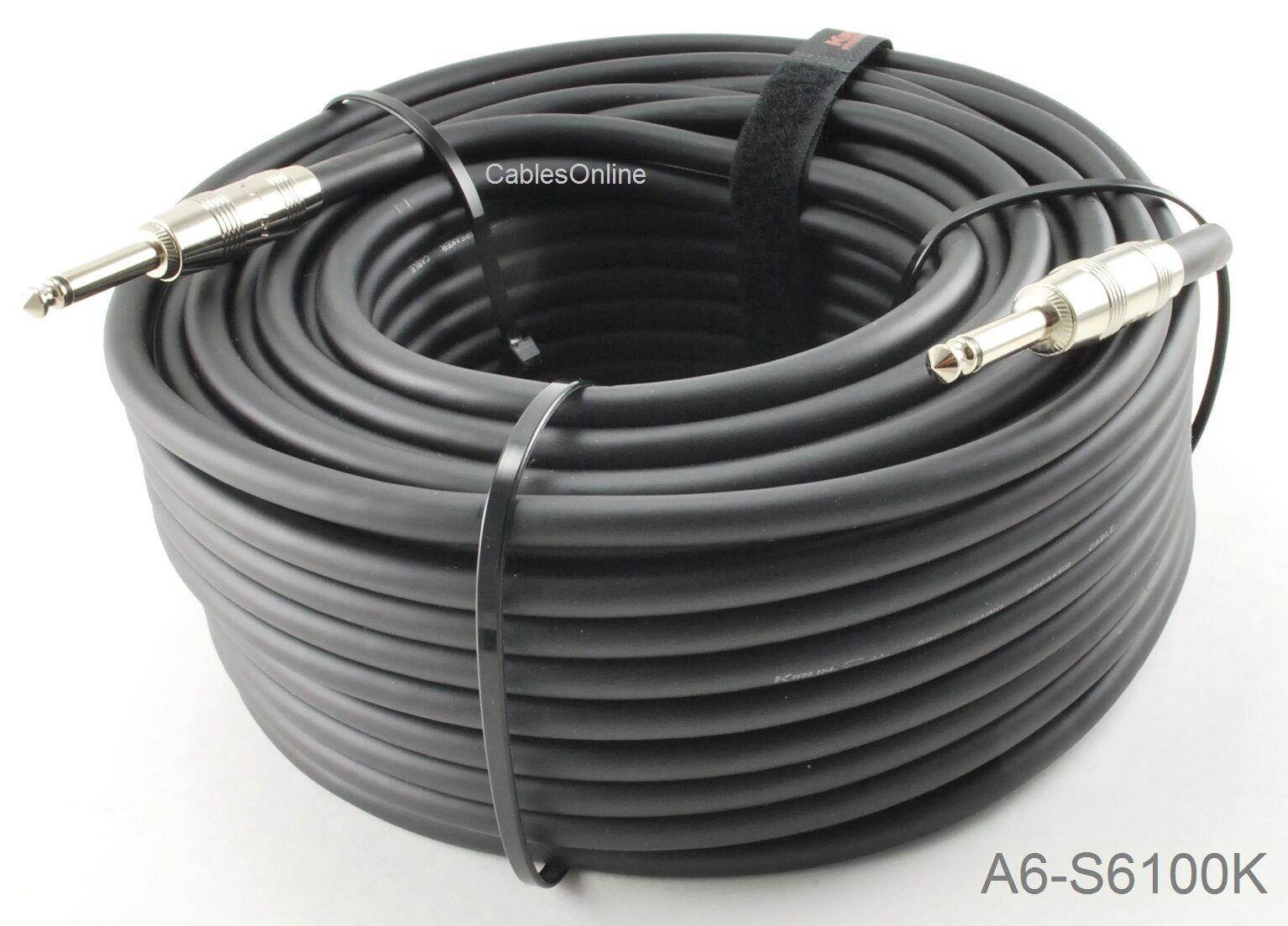 100ft Kirlin 1/4" Mono TS Male to Male 16AWG 8.2mm OD Flexible Speaker Cable