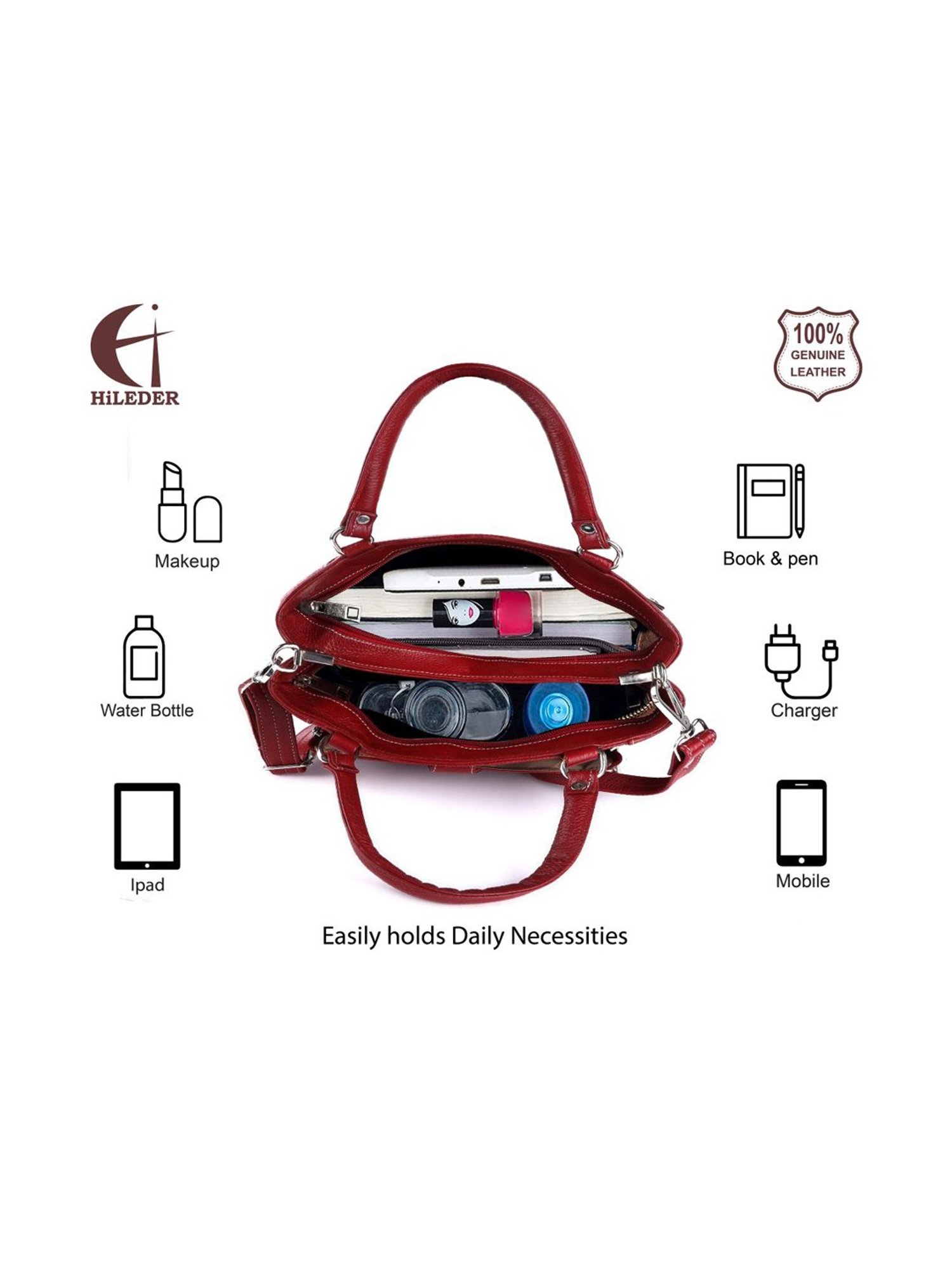 HiLEDER Maroon Solid Medium Handbag