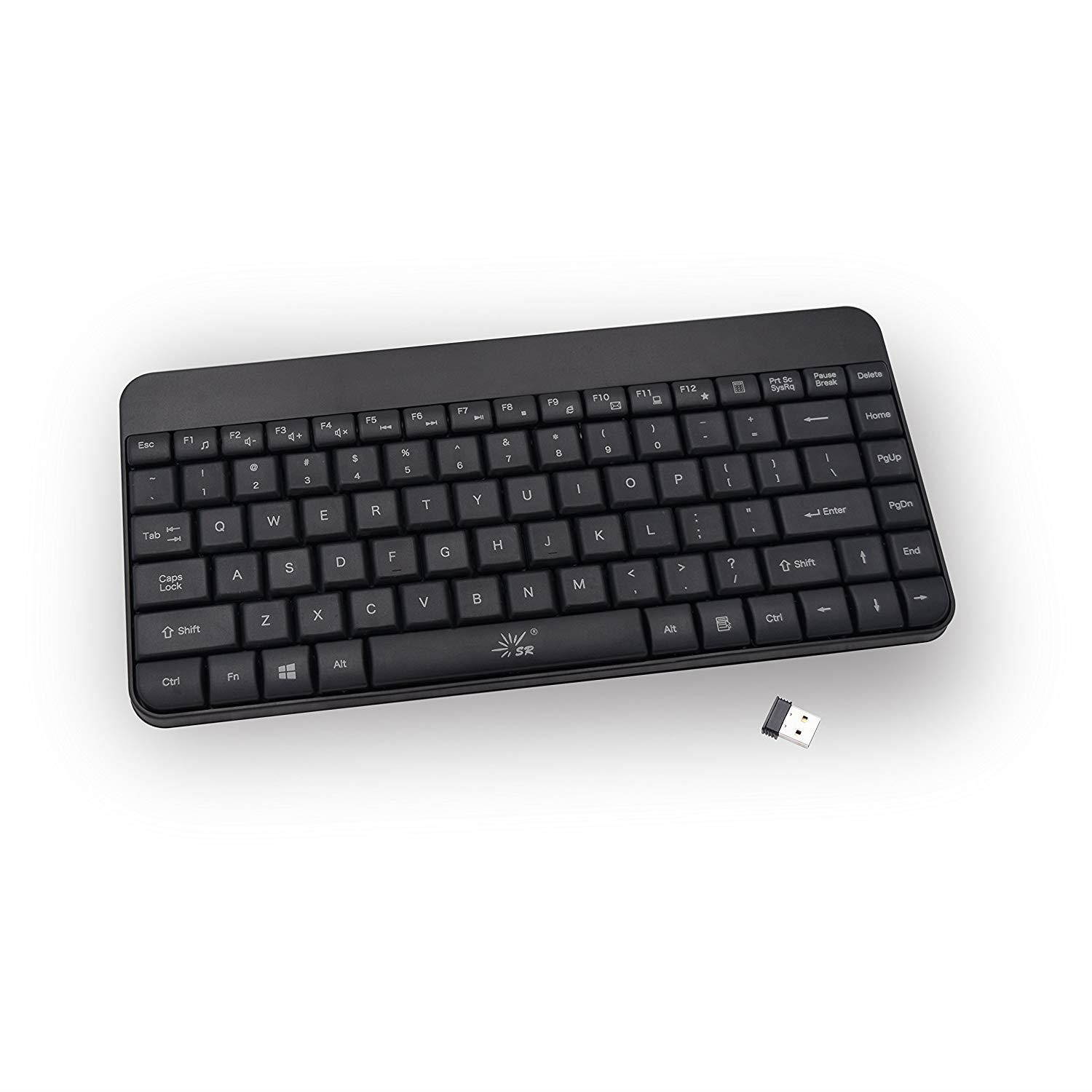 SR Wireless Small Keyboard 1pcs K30 Thin Slim for Laptop Desktop Computer (Black)