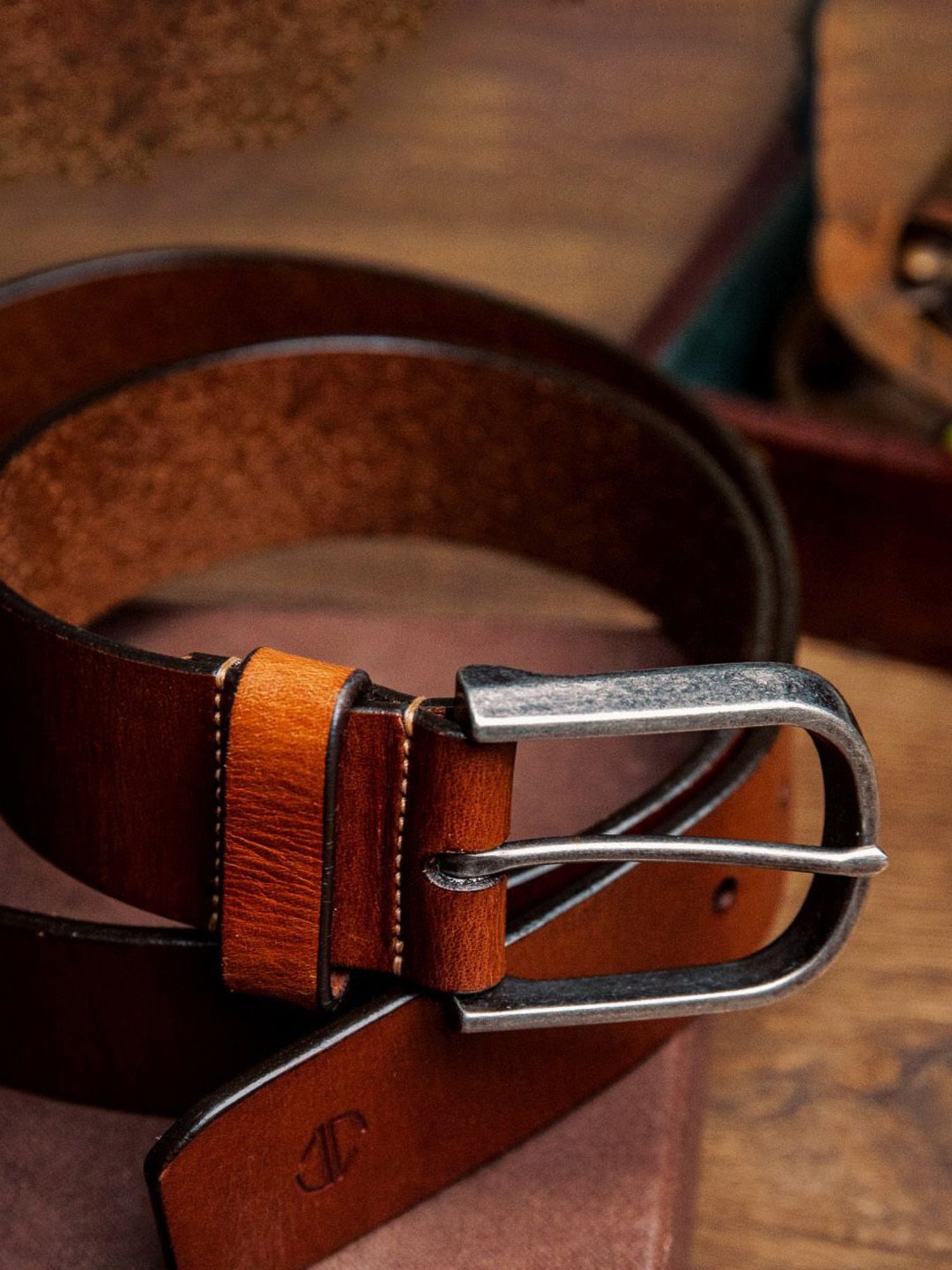 James Aston Pedro Premium Brown Leather Solid Waist Belt