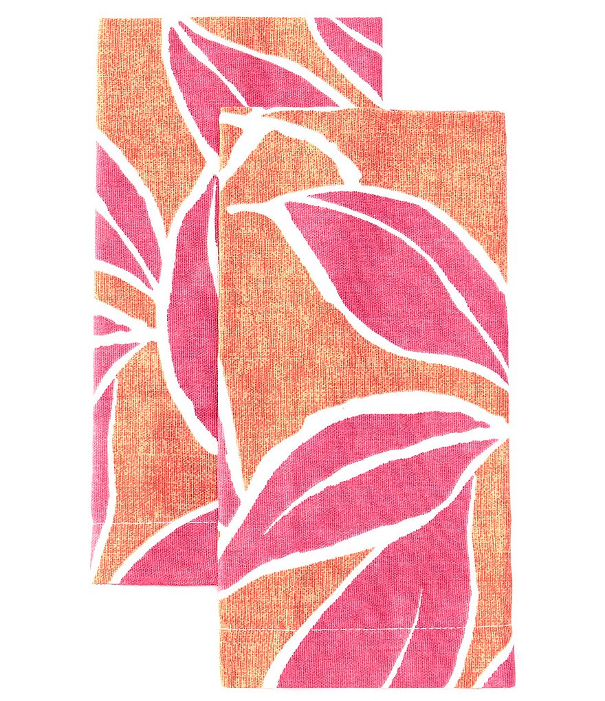 Southern Living Pink Leaf Napkins, Set of 2