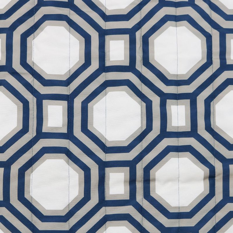 Sunnydaze Heavy-Duty Quilted 2-Person Hammock with Curved Bamboo Spreader Bars - 450 lb Weight Capacity - Navy and Gray Tiled Octagon