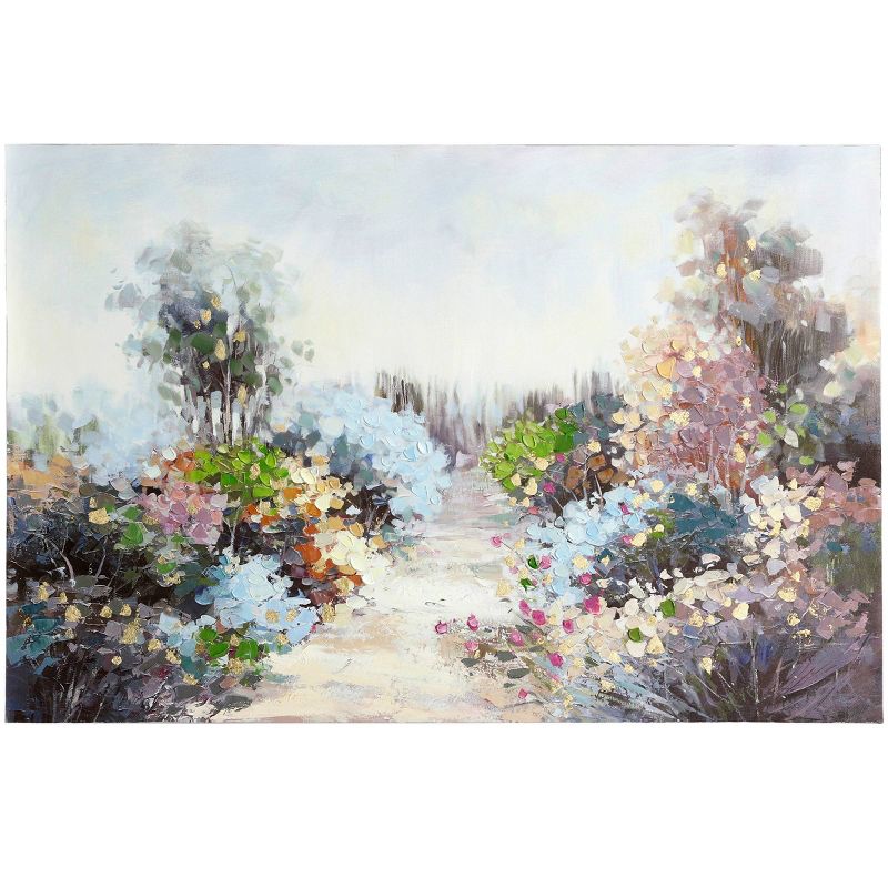 Pastel Wildflower Pathway Hand Painted on Stretched Unframed Wall Canvas - StyleCraft
