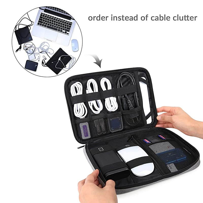 Electronic Organizer Travel Cable Organizer Electronics Accessories Cases for 7.9&rsquo;&rsquo; iPad Mini, Cables, Chargers, USB, SD Card