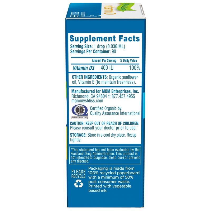 Mommy's Bliss Baby Organic Vitamin D Drops - 0.11oz (100 Servings)