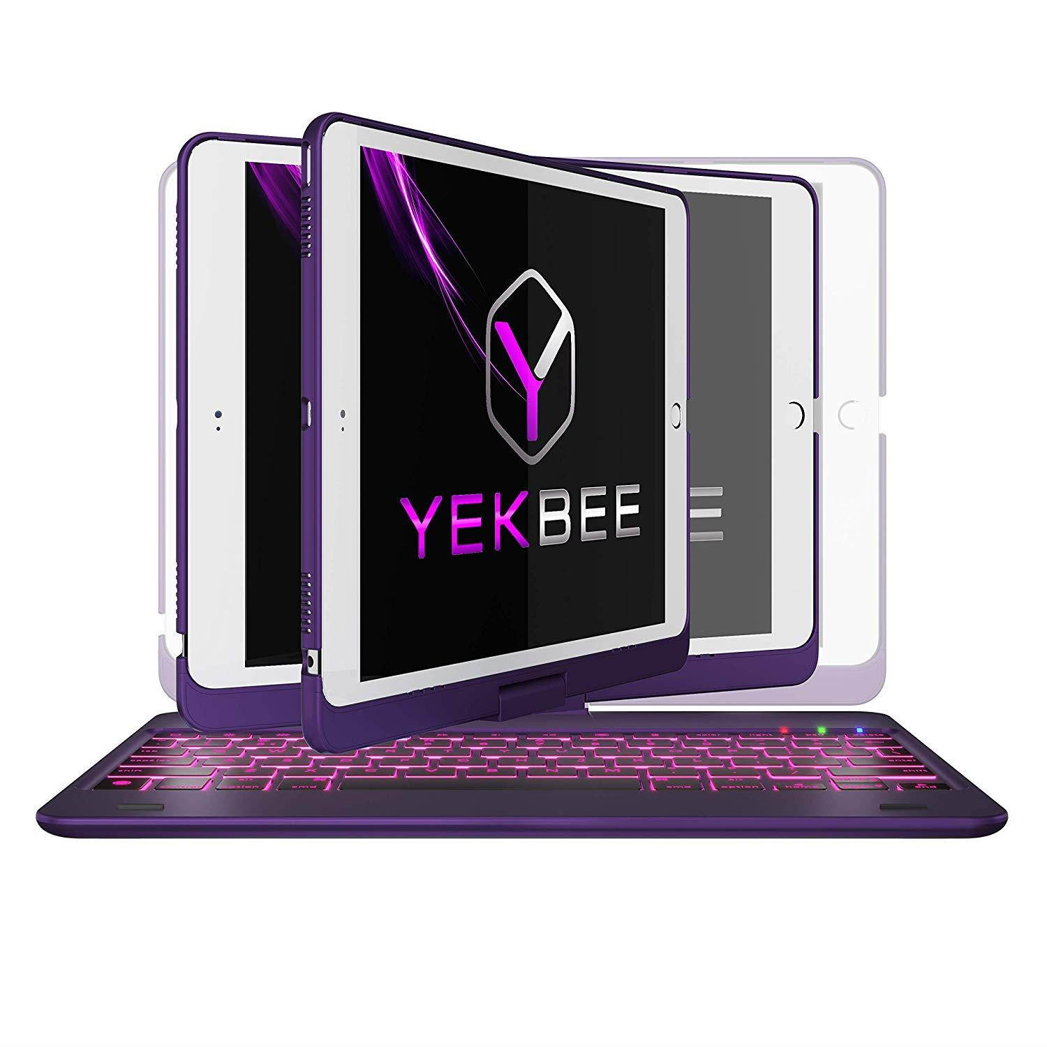 iPad Keyboard Case for iPad 2018 (6th Gen) - iPad 2017 (5th Gen) - iPad Pro 9.7 - iPad Air 2 & 1 - Thin & Light - 360 Rotatable - Wireless/BT - Backlit 10 Color - iPad Case with Keyboard (Violet)