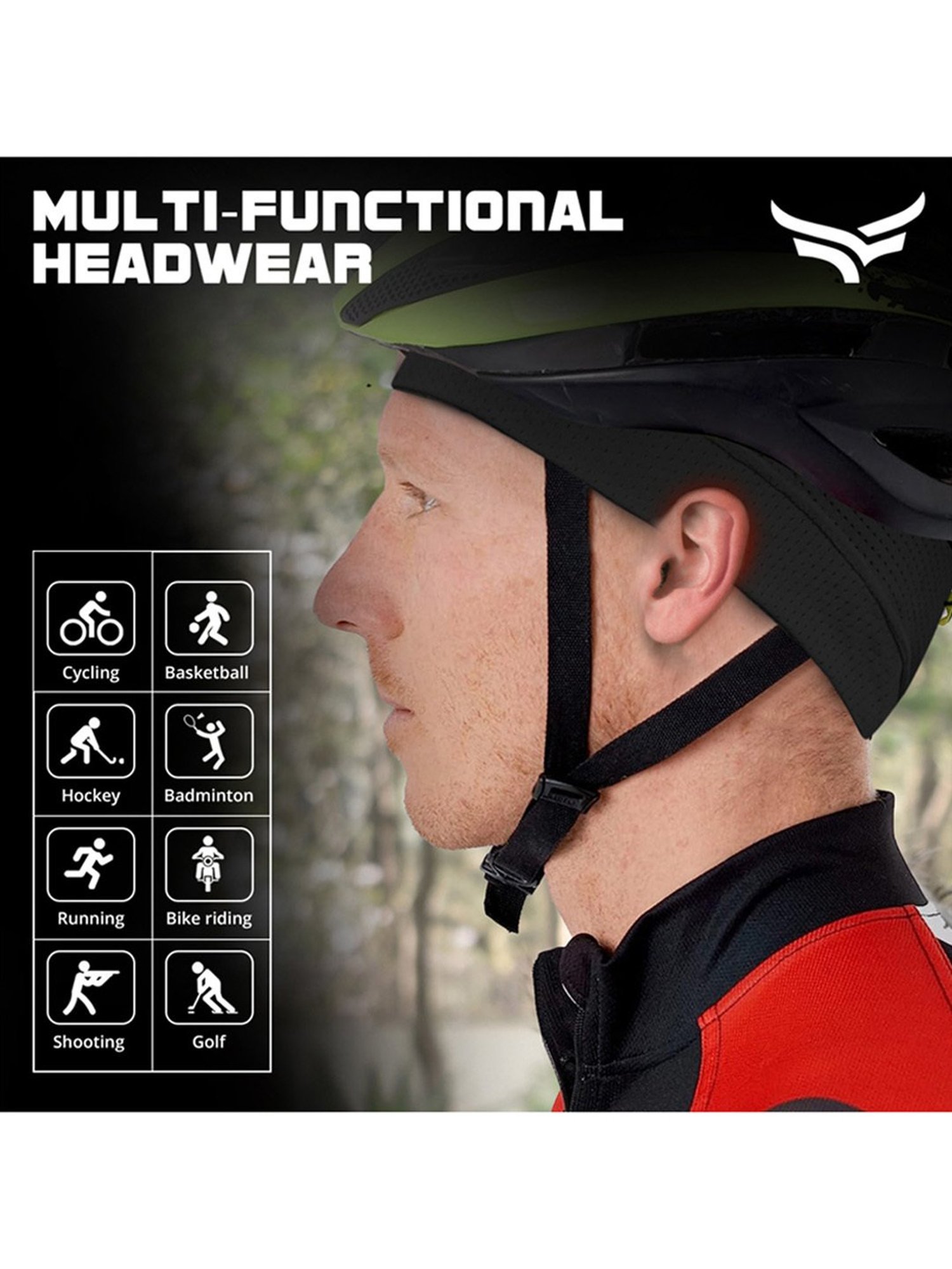 Xtrim Sweat Cooling Cotton Helmet Skull Cap (Black) Size - Free Size