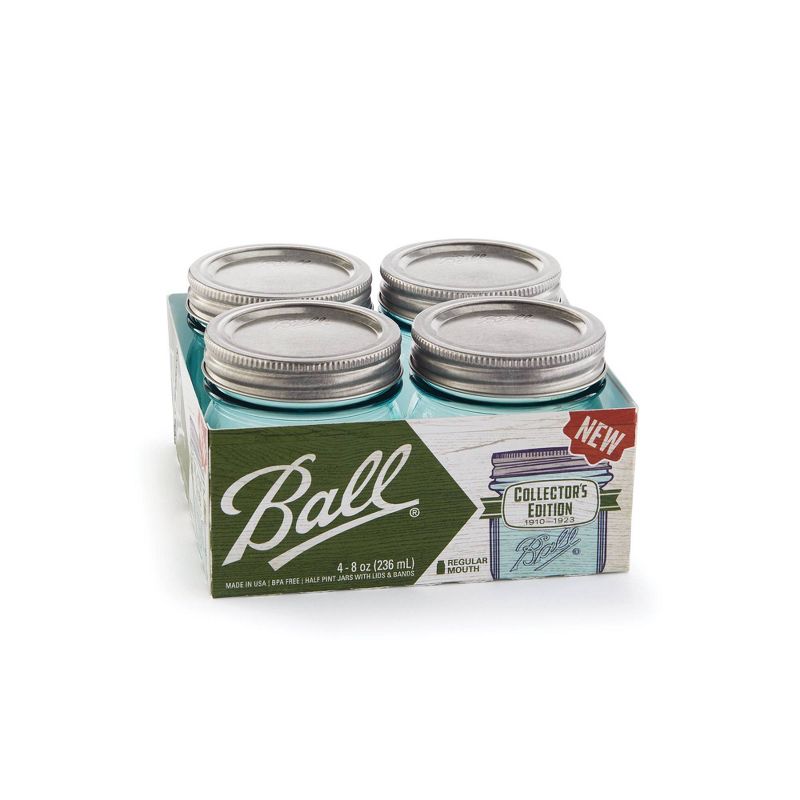 Ball 8oz 4pk Aqua Vintage Regular Mouth Jars