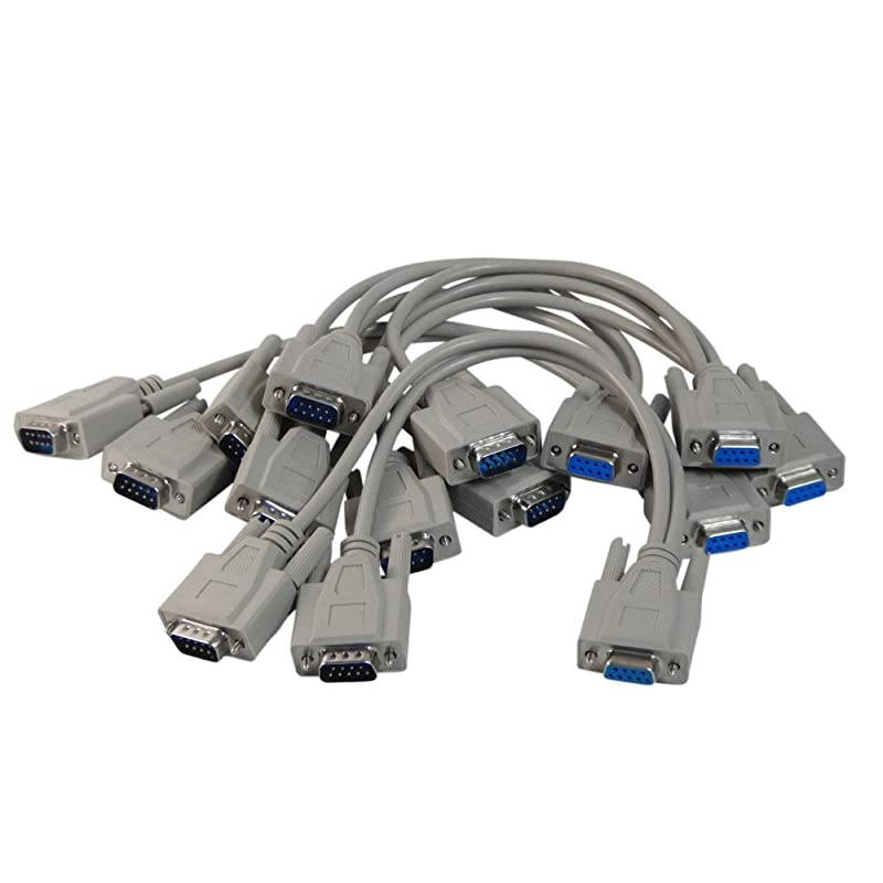 Store 1 Foot 9 Pin Serial Splitter Cable DB9 2 Male / 1 Female RS232 5 Pack