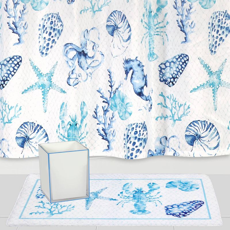 Nantucket Bath Rug White/Blue - Creative Bath