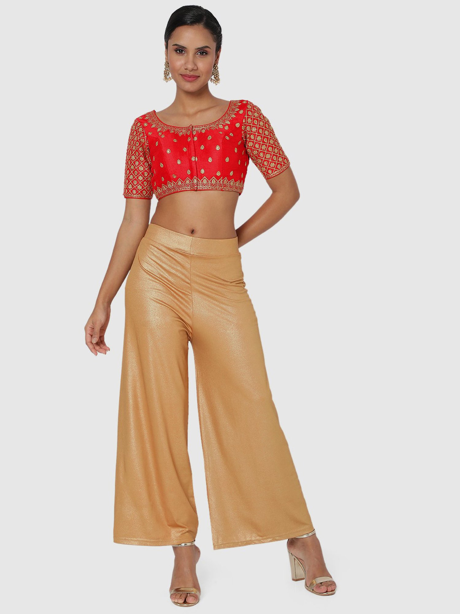 Salwar Studio Red Embroidered Readymade Blouse